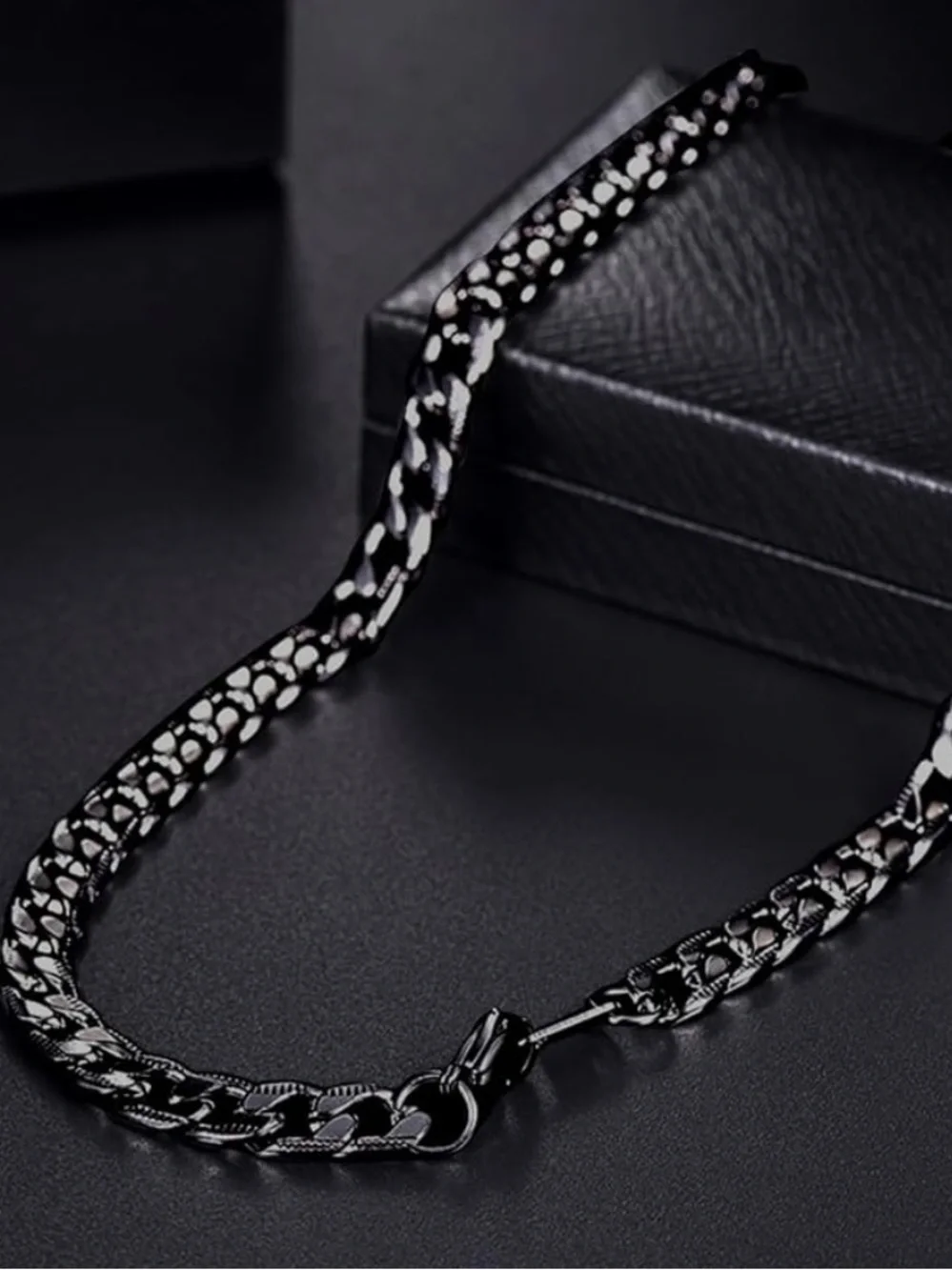 Stainless Steel Cuban Chain Necklace - Black 28” C46